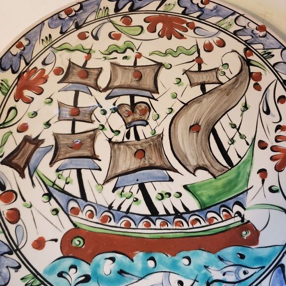 IKaros Hand Painted Carnations and Tulips Decorative Plate Rhodes, Greece - Picture 2 of 5